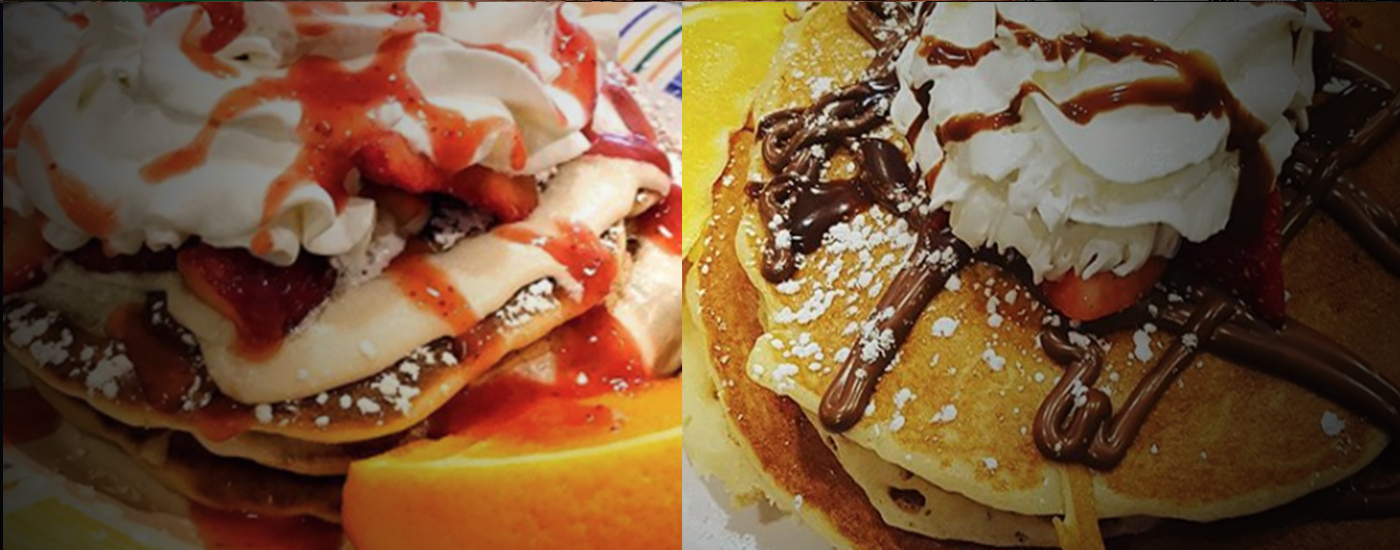 First slide strawberry short pancakes and nutella pancakes